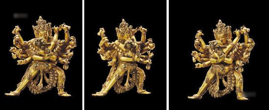 上乐金刚，典型的14世纪至15世纪西藏丹萨替寺风格造像