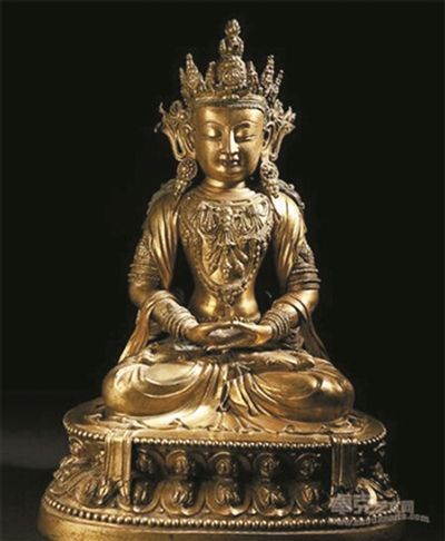 康熙年制铜鎏金佛像