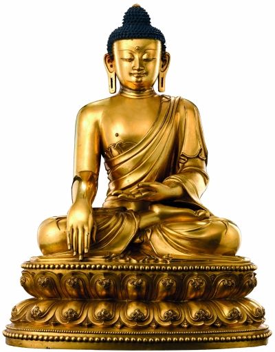 明永乐鎏金铜释迦牟尼佛坐像（“大明永乐年施”款）（香港苏富比 供图）