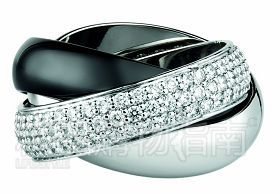Cartier Trinity系列黑陶瓷钻石戒指