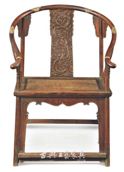 清  黄花梨雕龙纹圈椅（图片提供：南京正大）