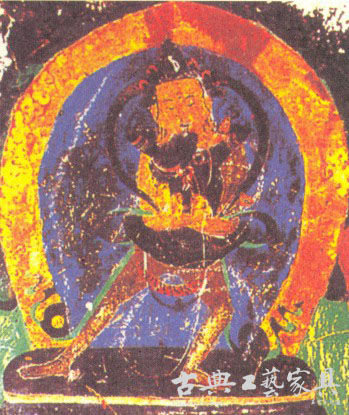 图5 《欢喜佛图》，13世纪壁画。