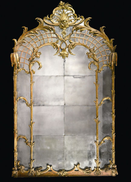 德意志洛可可漆金木雕镜子，约翰·米赫尔·赫本豪特，18世纪中期或以后，德意志地区