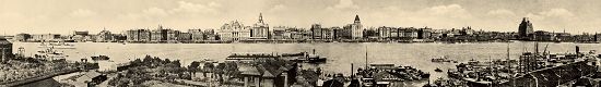 20世纪初，外滩初具规模，海关大钟、上海大厦等等已经勾勒出了当时的天际线。档案图片