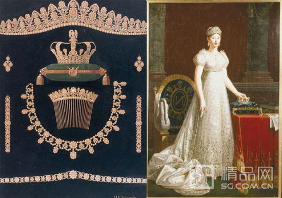 Robert Lefèvre 1812年绘制Marie Louise皇后佩戴Chaumet全套珍品的肖像