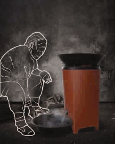 ■ 做饭兼烧水的炉子。注意，还是瓦罐炉子烧的水呢
