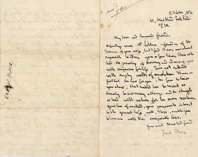 马克思写给友人托马斯·奥尔索普的信的手迹