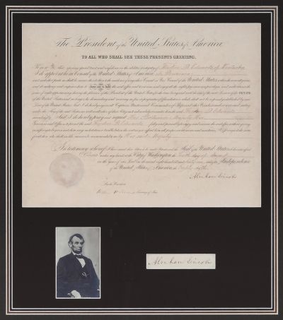 亚伯拉罕林肯签发的官方文件。