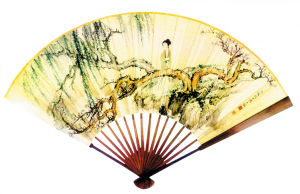 陈少梅《桃花仕女》成扇