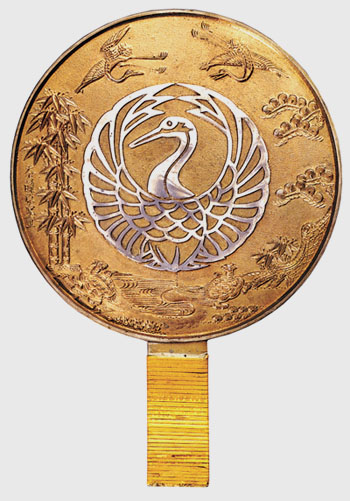 鹤徽蓬莱纹柄镜（日本和镜）