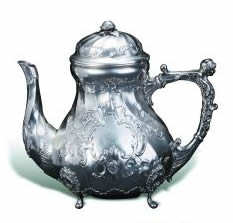 早期德国纯银哈瑙天使玫瑰茶壶