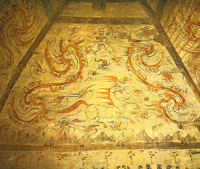 甘肃酒泉丁家闸十六国时期的壁画墓天马图像
