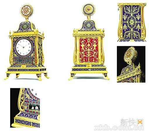 ■18世纪晚期 乔治三世鎏金铜镶嵌珐琅料石转花水法音乐钟 2008年曾拍出3616万港元。