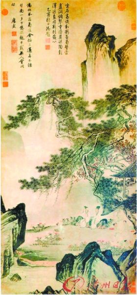 明 唐寅 《东篱赏菊图》（上海博物馆藏）