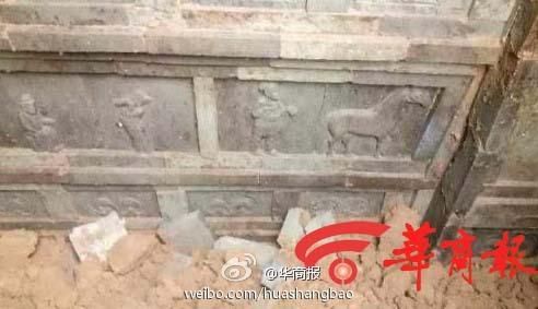 宝鸡一工地发现古墓 挖掘机司机私自回填造成毁坏