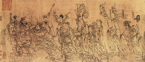 11世纪的《朝元仙仗图》局部。这幅卷轴目前下落不明。