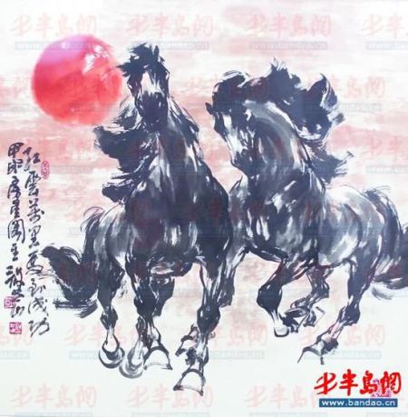 中诚典当行近期收到的一件当品画家许世山的马。 本报记者李隽辉 摄