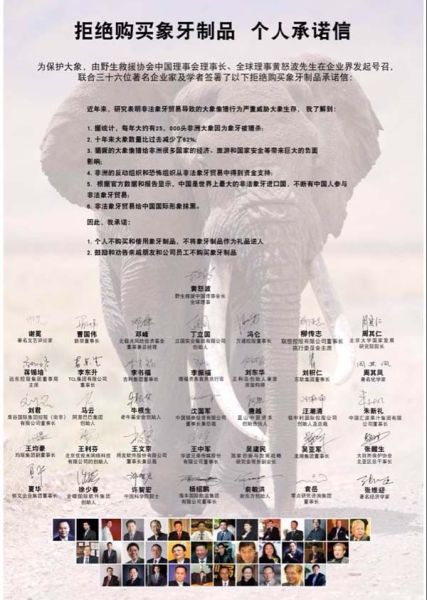 拒绝购买象牙制品宣言个人承诺信