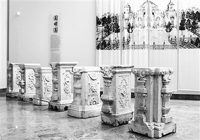 七个石刻构件被收藏在挪威伯尔根城艺术博物馆中，从左至右分别属于养雀笼、谐奇趣、海晏堂、养雀笼、方外观、养雀笼、海晏堂 本组照片引自《谁收了圆明园》