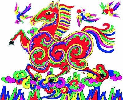 以马为主题的年画