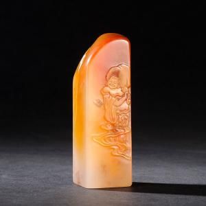 林文举作荔枝洞石《福在眼前》薄意方章  第18届海峡艺术品交流会