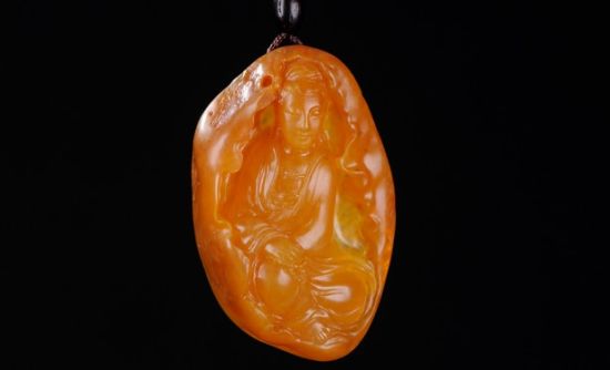 林飞作田黄石观音挂件 含绳重10.4g 第十六届海峡艺术品交流会作品