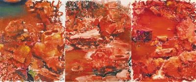 周春芽去年拍得最贵的作品是由北京匡时以2990万元拍出的1994年作品《石头系列——雅安上里(三联画)》。