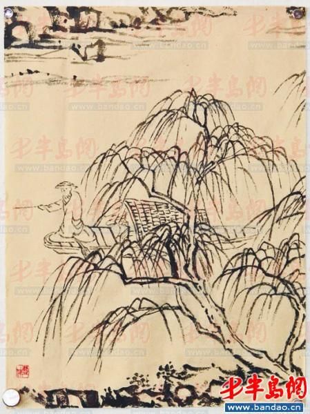 蓝伟防沈周作品。