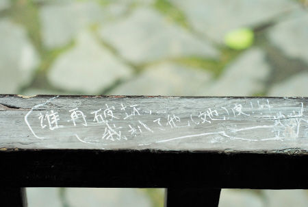 福王陵园内的涂鸦令人啼笑皆非。胡益虎 摄