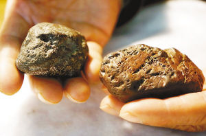 丰泽堂负责人周祖慎收藏的两块陨石