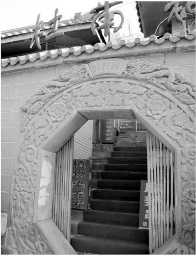 延安杜甫祠里面开着染发铺