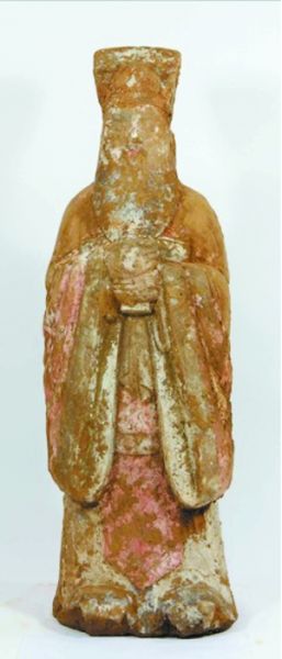 彩绘汉白玉石质文官俑