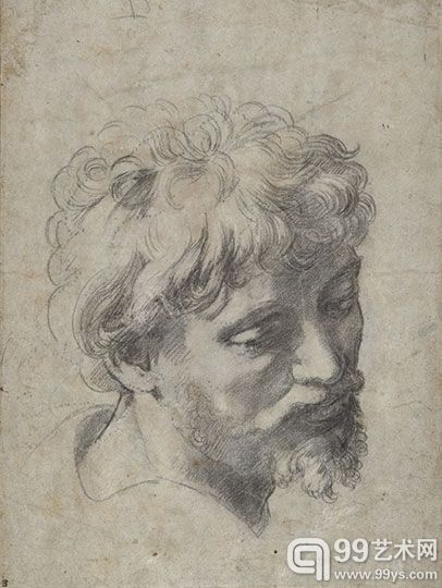 拉斐尔素描作品《年轻使徒头像》