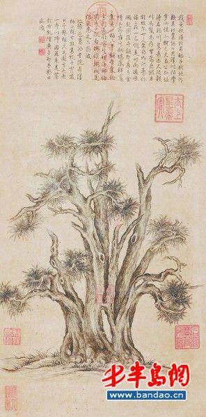 陷入风波中的乾隆御笔《嵩阳汉柏图》。(资料图片)