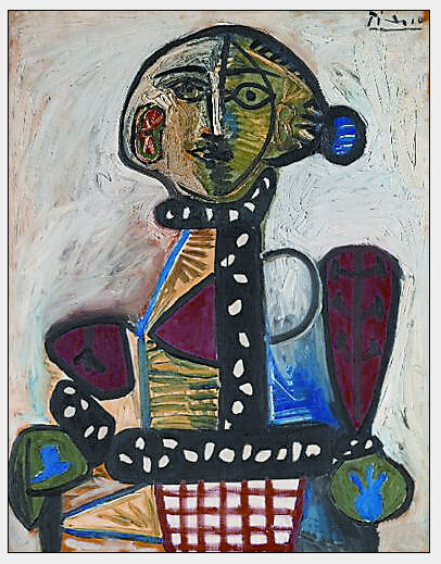 毕加索《盘发髻女子坐像》