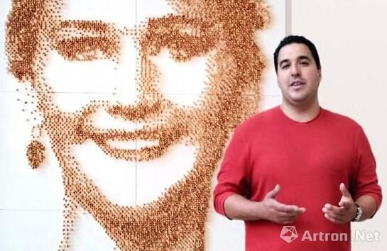 美国艺术家用近万颗花生作画 耗时400个小时