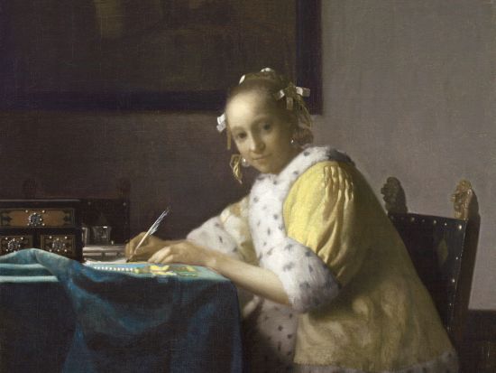 维米尔《写信的女人》，约1665年，布面油画