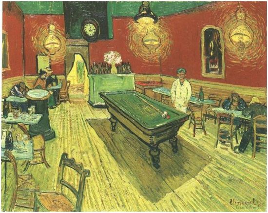 文森特·梵高，夜间咖啡馆(1888) 图文：vangoghgallery.com