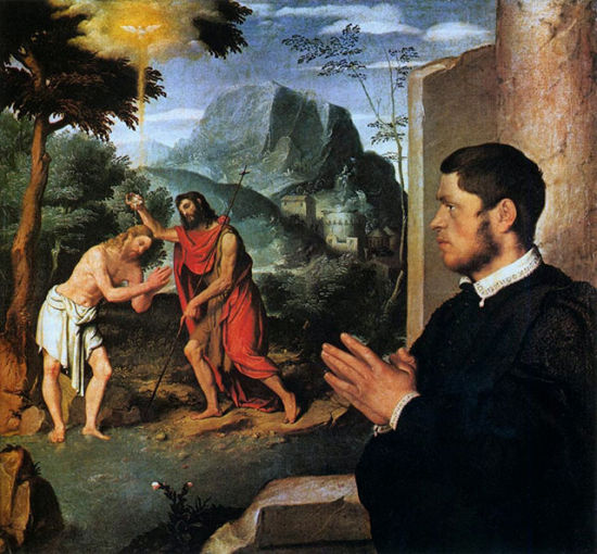 ▲ 《基督的洗礼与捐助者》，Giovanni Battista Moroni