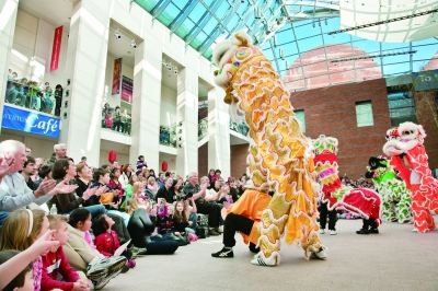 美国迪美博物馆春节迎新庆典中的舞狮表演Walter Silver摄影