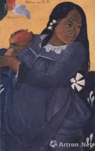 保罗·高更，拿芒果的女人，1892，帆布油画，72.7x44.5厘米。巴尔的摩艺术博物馆，科恩收藏馆
