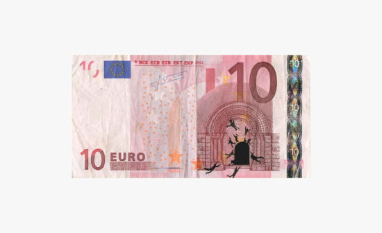 希腊艺术家欧元上绘涂鸦 反映希腊经济政治问题