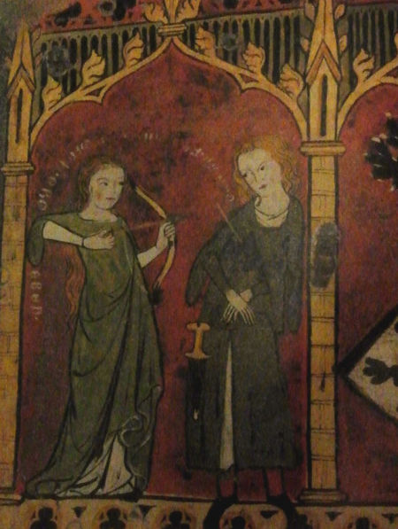 宛如维纳斯的女子用箭瞄准求爱者，1320年