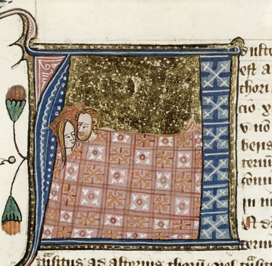表现“婚外恋”(adulterium)的袖珍画，罗亚尔手稿，1360-1375年，英国