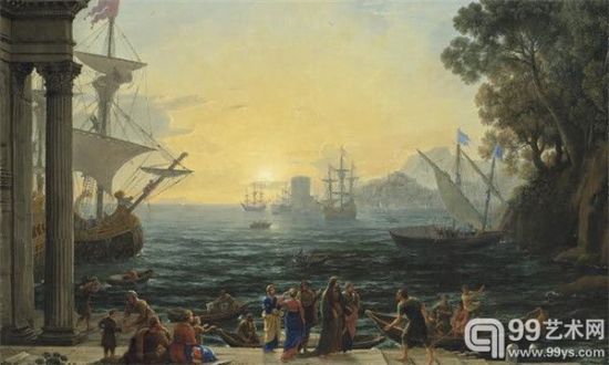 克劳德•洛兰《 地中海港口日出与圣保拉动身前往耶路撒冷》