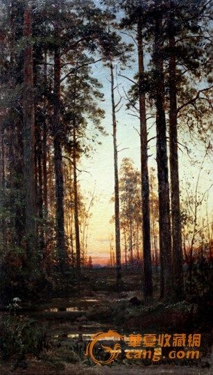 伊凡·伊凡诺维奇·希施金作品《松林的傍晚》，现藏于境艺园俄罗斯油画画廊