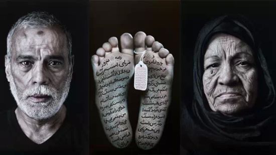 　　▲ Shirin Neshat的艺术作品无论是视觉上还是理念上都会体现矛盾与对立，在她的摄影作品中，诸如武器、女人的身体、面纱、优美的波斯语诗句等等也是几个常见的要素