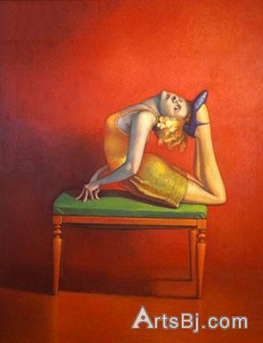 大卫·卡蓬（David Carbone），“A Contortionist in Red”，2000年，布面油画