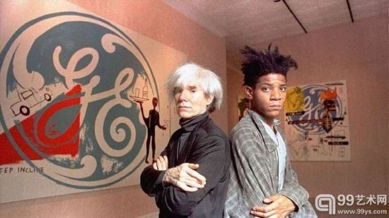 安迪·沃霍尔与尚·米榭·巴斯奇亚  摄于1985年  沃霍尔去世两年前