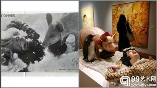 Naf-Naf广告(左)与杰夫·昆斯作品(右)